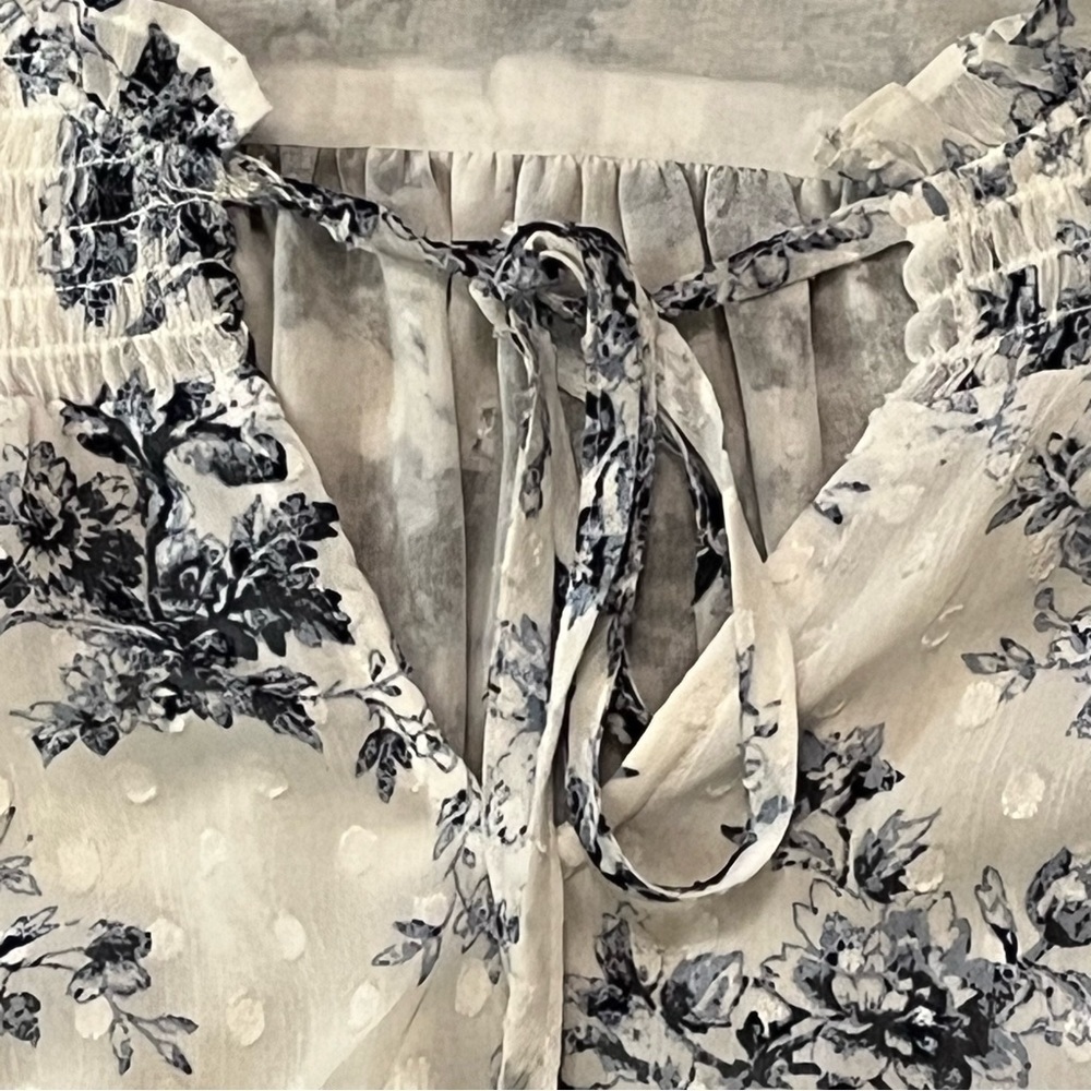 Maison ‘d Amelie Floral Tunic Blouse Womens Size XS Ruffled Peasant Cottagecore - Picture 6 of 16